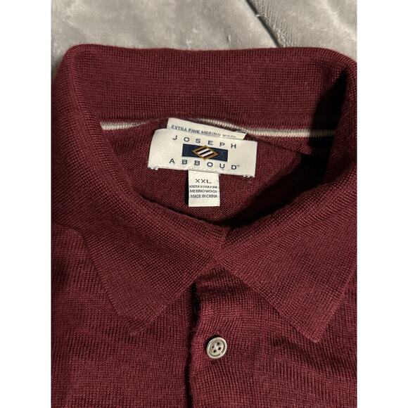 Joseph Abboud Burgundy Classic 100% Merino Pullover Polo Sweater Men's Size XXL - Picture 3 of 5